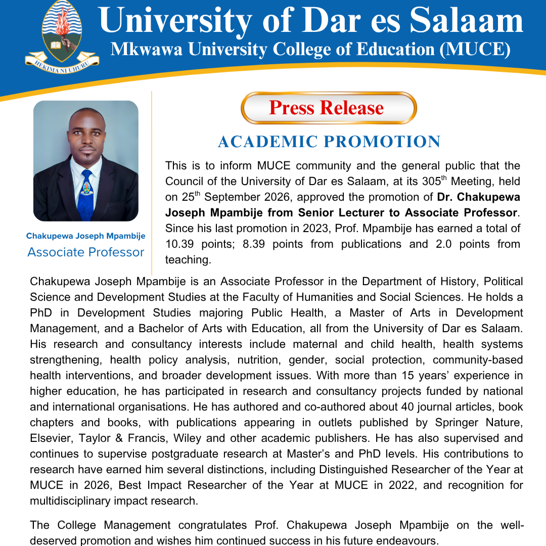 Chakupewa academic promotion