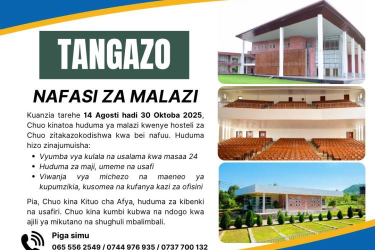 Nafasi za Malazi MUCE