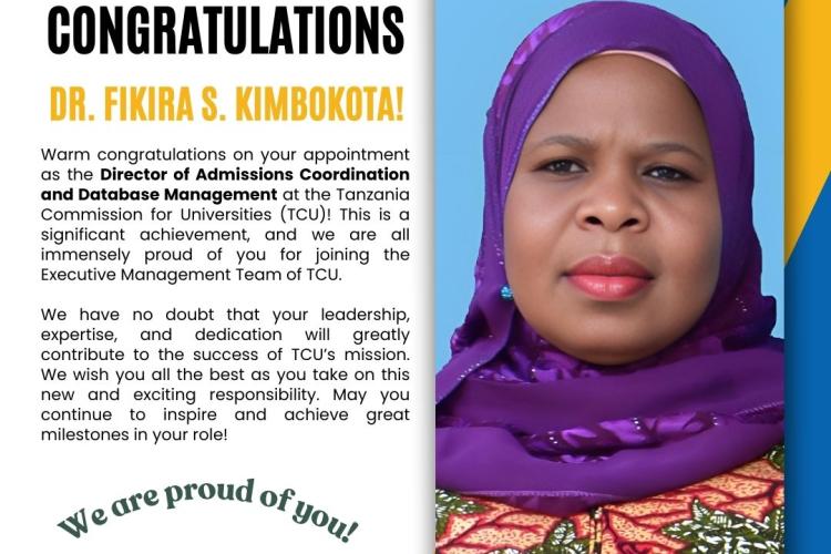 Congratulations, Dr. Fikira S. Kimbokota