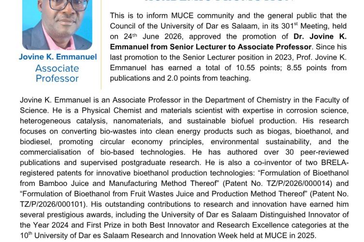 Jovine academic promotion