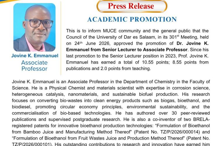 Jovine academic promotion