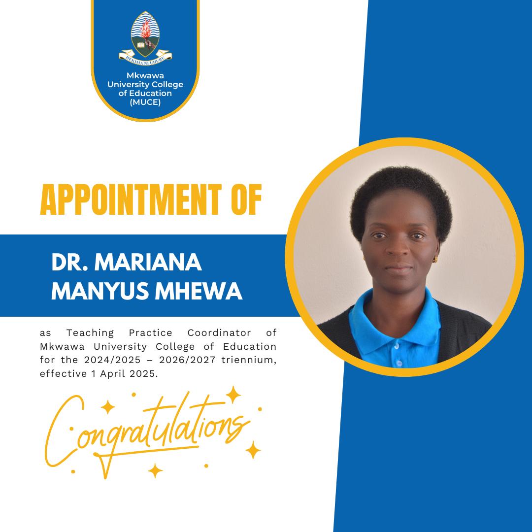 Appointment of Dr. Mariana Manyus Mhewa