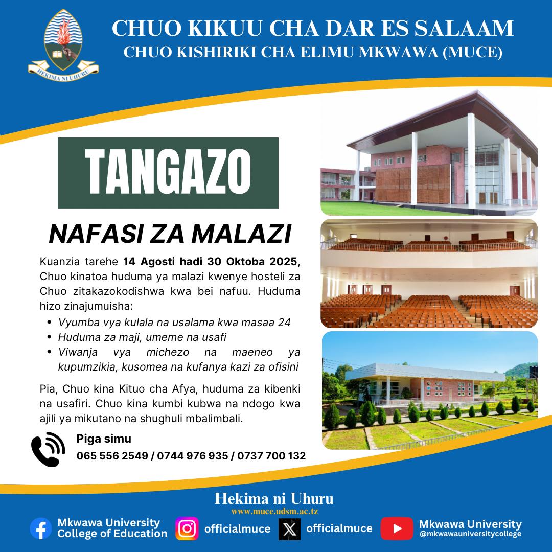 Nafasi za Malazi MUCE