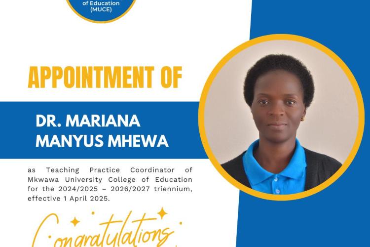 Appointment of Dr. Mariana Manyus Mhewa
